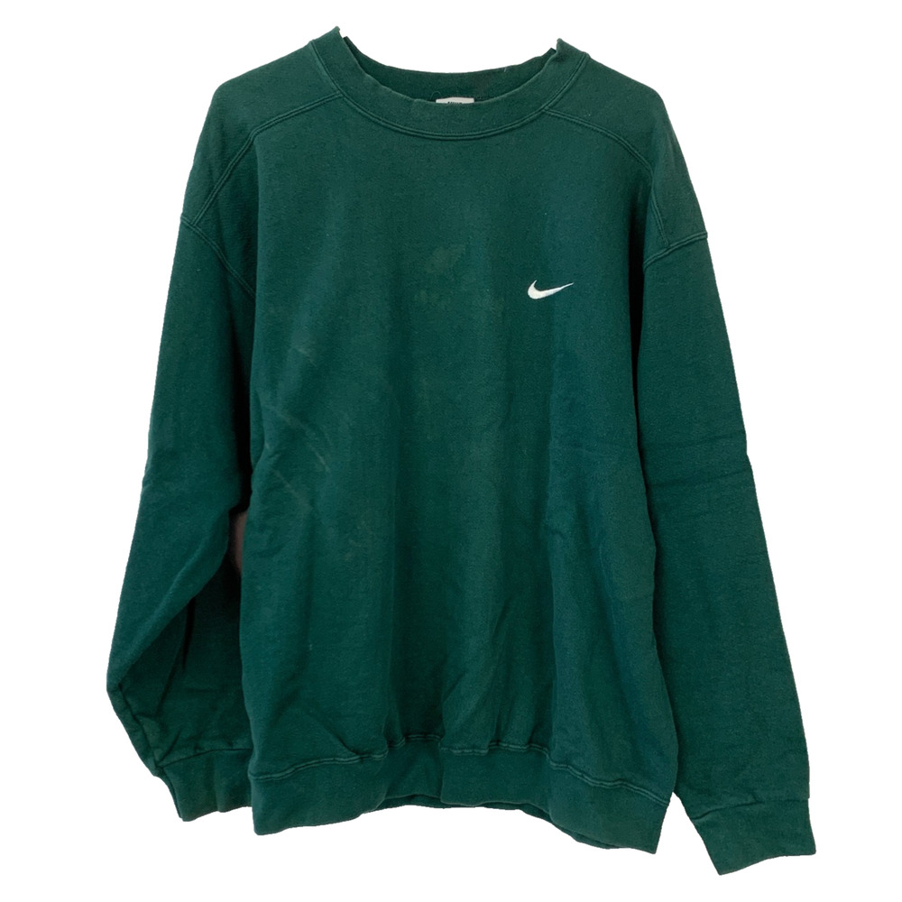Nike Green Small Swoosh Blank Crew Sweatshirt Large